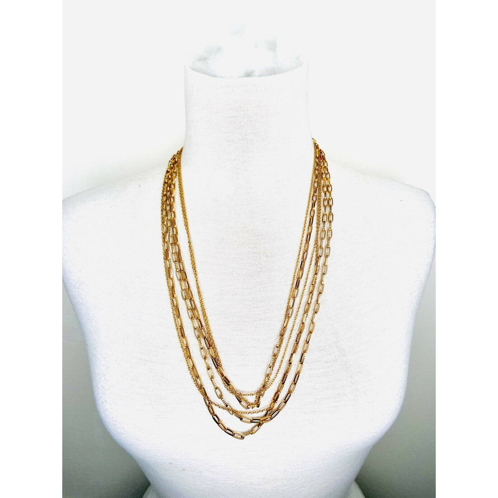 Vtg Multiple Chain Link Necklace